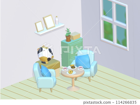 3D illustration of the living room, bird's-eye view 3D illustration of the living room, bird's-eye view 114266835