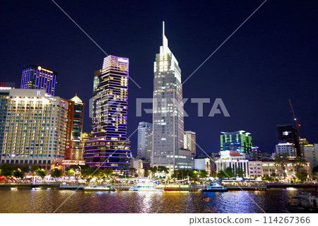 Night view of Saigon River, Ho Chi Minh City, Vietnam 114267366