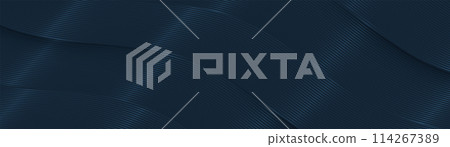 Abstract background with blue and grey geometric wavy lines. Luxury modern minimal trendy lines pattern horizontal. Vector illustration 114267389