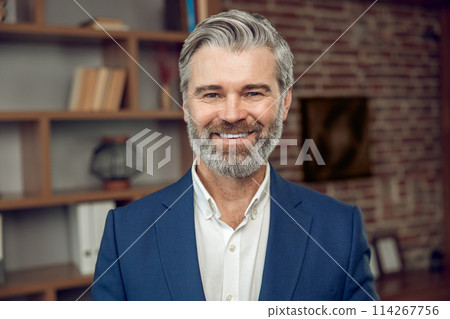 Handsome professional man psychologist with beard posing Handsome professional man psychologist with beard posing 114267756