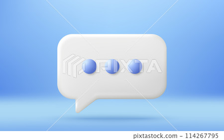 3d new message notification speech bubble. Chat dialog text box. Social media messenger bubble. Social network chat box icon. Notification 3d message. Talk dialog icon. Vector illustration 114267795