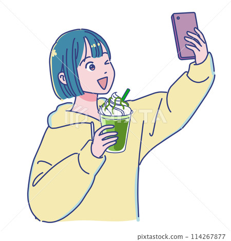 微笑著自拍的女孩 微笑著自拍的女孩 114267877