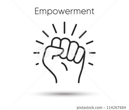 Empower line icon. Strong fist sign. Empowerment strength symbol. Illustration for web and mobile app. Line style discrimination protest icon. Editable stroke strength empower or protest power. Vector Empower line icon. Strong fist sign. Empowerment strength symbol. Illustration for web and mobile app. Line style discrimination protest icon. Editable stroke strength empower or protest power. Vector 114267884