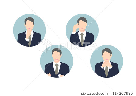 Thinking, crossing one's arms, worrying, pondering, mid-level business person/manager, icon style Thinking, crossing one's arms, worrying, pondering, mid-level business person/manager, icon style 114267989