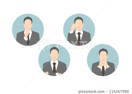 Thinking, crossing one's arms, worrying, pondering, mid-level business person/manager, icon style Thinking, crossing one's arms, worrying, pondering, mid-level business person/manager, icon style 114267990