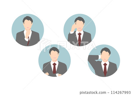 思考,雙臂交叉,擔心,思考中層商務人士/經理,圖標風格 思考,雙臂交叉,擔心,思考中層商務人士/經理,圖標風格 114267993