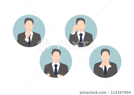 思考,雙臂交叉,擔心,思考中層商務人士/經理,圖標風格 思考,雙臂交叉,擔心,思考中層商務人士/經理,圖標風格 114267994