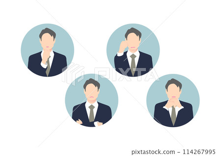 思考,雙臂交叉,擔心,思考中層商務人士/經理,圖標風格 思考,雙臂交叉,擔心,思考中層商務人士/經理,圖標風格 114267995