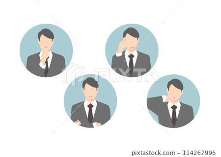 思考,雙臂交叉,擔心,思考中層商務人士/經理,圖標風格 思考,雙臂交叉,擔心,思考中層商務人士/經理,圖標風格 114267996