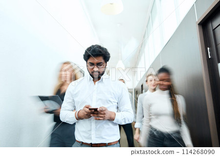 bysy guy is browsing the net the world of information 114268090