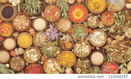 Image illustration background of many kinds of Chinese herbal medicine ingredients 114268285