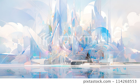 Creative design future city watercolor illustration landscape 114268553