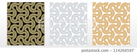 Set of abstract geometric patterns. Seamless vector backgrounds. Colored ornaments Graphic modern patterns Simple lattice graphic design Set of abstract geometric patterns. Seamless vector backgrounds. Colored ornaments Graphic modern patterns Simple lattice graphic design 114268597