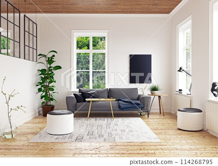 modern scandinavian living room design. modern scandinavian living room design. 114268795