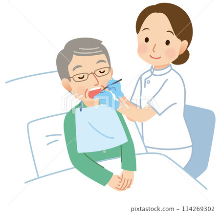 臥床老人接受牙科檢查 - 到府醫療 114269302