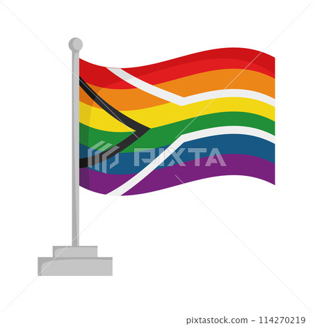 Rainbow South Africa pride flag isolated on white background Vector Illustration 114270219