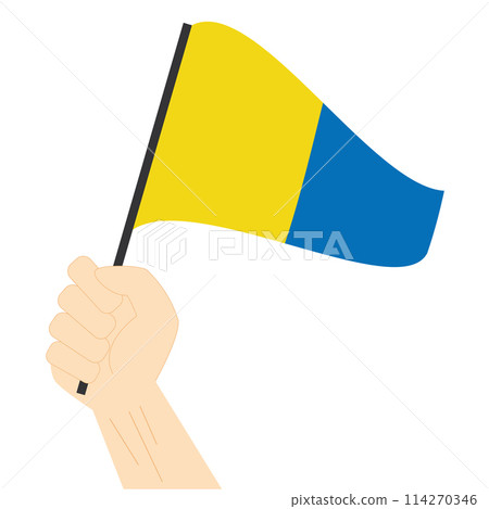 Hand holding and rising the maritime flag to represent the number Five Vector Illustration Hand holding and rising the maritime flag to represent the number Five Vector Illustration 114270346