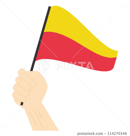 Hand holding and rising the maritime flag to represent the number Seven Vector Illustration Hand holding and rising the maritime flag to represent the number Seven Vector Illustration 114270348