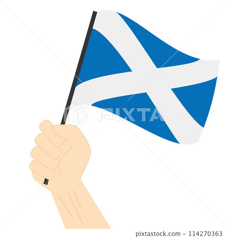 Hand holding and rising the maritime flag to represent the letter M Vector Illustration 114270363