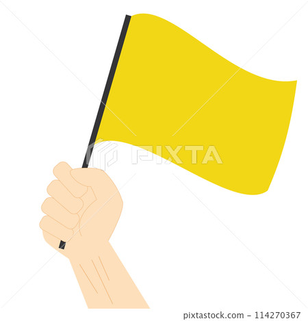 Hand holding and rising the maritime flag to represent the letter Q Vector Illustration 114270367