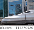 The Tokaido Shinkansen train running through downtown Tokyo 114270520