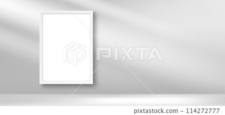 White blank picture frame, realistic vertical picture frame, A4. Empty white picture frame mockup template. Empty framing for your design. Template for picture. 3d square photo frame. Vector 114272777