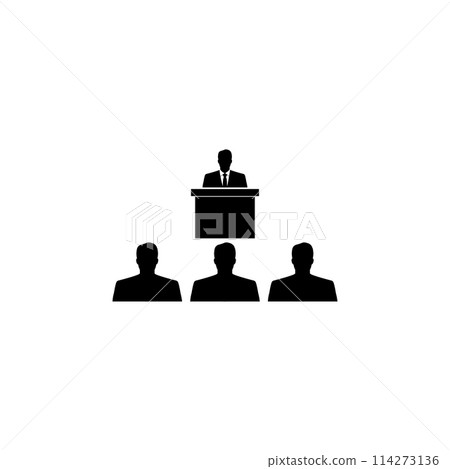 Speaker President with Crowd People Flat Vector Icon Speaker President with Crowd People Flat Vector Icon 114273136