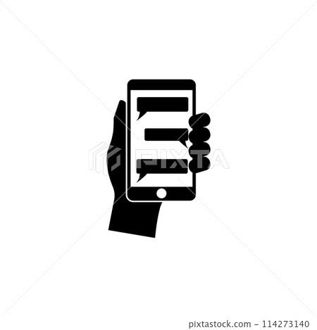 Hand Holds Smartphone with Messaging Sms App Flat Vector Icon Hand Holds Smartphone with Messaging Sms App Flat Vector Icon 114273140