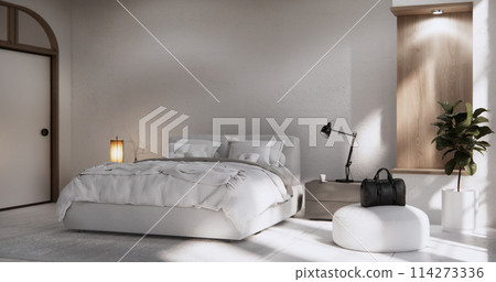 Bedroom minimal Modern wall and granite tiles floor. Bedroom minimal Modern wall and granite tiles floor. 114273336