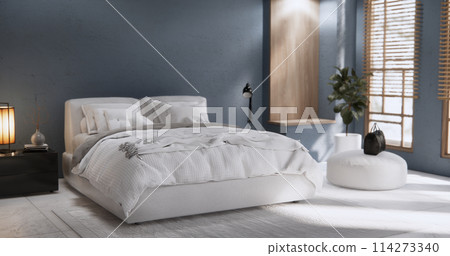 Bedroom minimal Modern grey  wall and granite tiles floor. 114273340