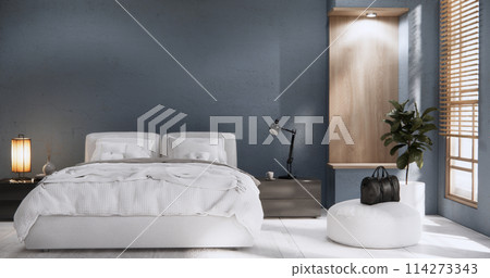 Bedroom minimal Modern grey  wall and granite tiles floor. 114273343
