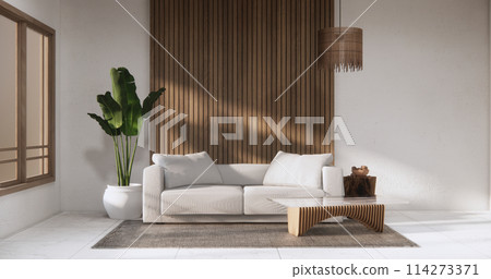 Living room modern minimal style with sofa armchair on tiles granite floor. 114273371