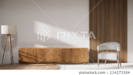 Cabinet on scene living room wall decoration and granite tiles floor. 114273384