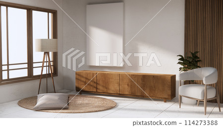 Cabinet on scene living room wall decoration and granite tiles floor. 114273388