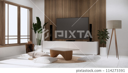 granite tiles floor and wood decoration wall wite low table in living room muji minimal. granite tiles floor and wood decoration wall wite low table in living room muji minimal. 114273391