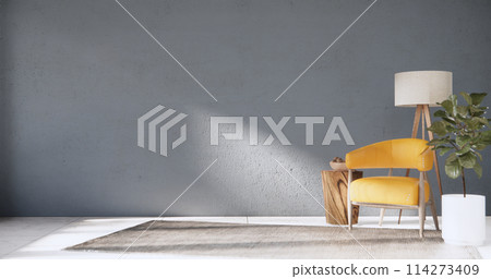 grey Living room modern minimal style with sofa armchair on tiles granite floor. 114273409