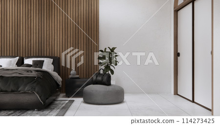 Bedroom minimal Modern wall and granite tiles floor. 114273425