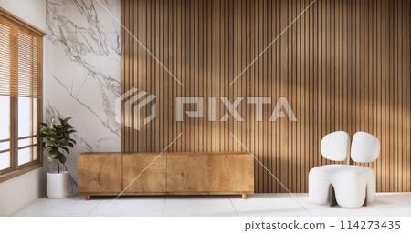 Cabinet on scene living room wall decoration and granite tiles floor. 114273435
