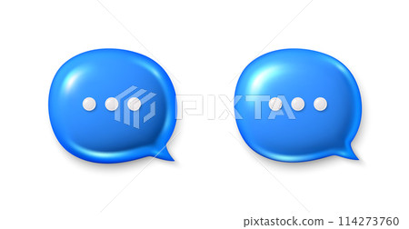 Speech bubble icons. Chat comment icons set. 3d talk message box with ellipsis. Modern realistic 3d design. Support speech bubbles, chat message box. Social media dialog banner. Vector Speech bubble icons. Chat comment icons set. 3d talk message box with ellipsis. Modern realistic 3d design. Support speech bubbles, chat message box. Social media dialog banner. Vector 114273760