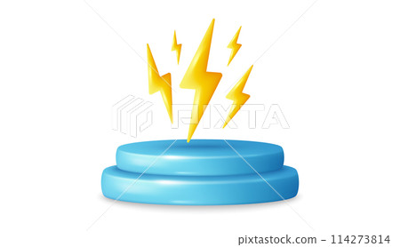 Podium scene with product platform and electric energy. Abstract scene banner with 3d pedestal. Product presentation mock up, show product podium, presentation offer platform. 3d podium stage. Vector Podium scene with product platform and electric energy. Abstract scene banner with 3d pedestal. Product presentation mock up, show product podium, presentation offer platform. 3d podium stage. Vector 114273814