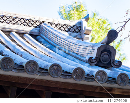 View of the ruins of Nobou Castle, Oshi Castle, details of the impregnable castle, under the blue sky 114274606