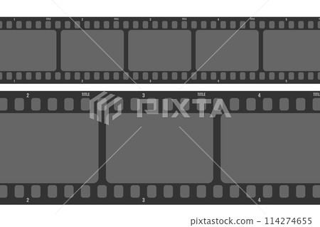 Movie long film strip close up. Cinema and filmmaking concept. Vector illustration Movie long film strip close up. Cinema and filmmaking concept. Vector illustration 114274655