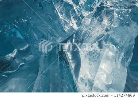 Pieces of crystal clear lake ice 114274669