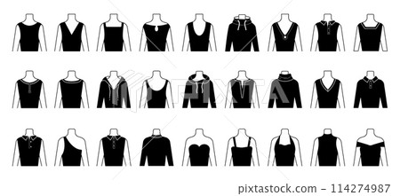 Neckline types. Different necklines of dresses Stock Illustration 114274987 PIXTA