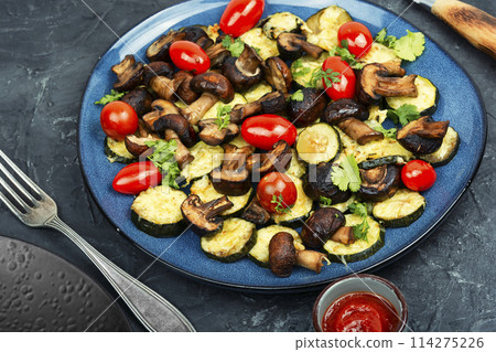 Tasty baked vegetables, healthy food. 114275226