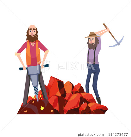 Miners active workers mining gold miners with professional tools Miners active workers mining gold miners with professional tools 114275477