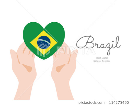 [Brazil] hand and national flag icon vector illustration 114275490