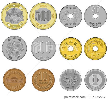 錢圖日本硬幣正面和背面套裝 114275537