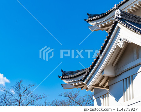 View of the ruins of Nobou Castle, Oshi Castle, details of the impregnable castle, under the blue sky View of the ruins of Nobou Castle, Oshi Castle, details of the impregnable castle, under the blue sky 114275927