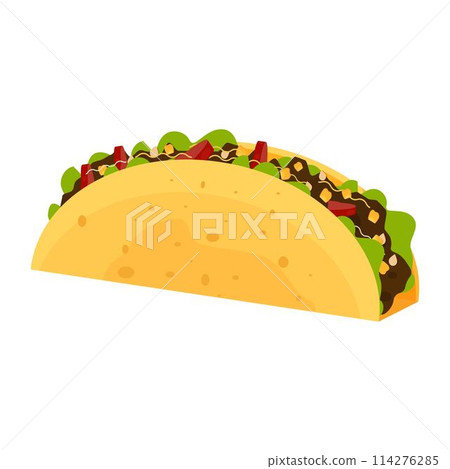 Taco illustration in flat style mexican food 114276285